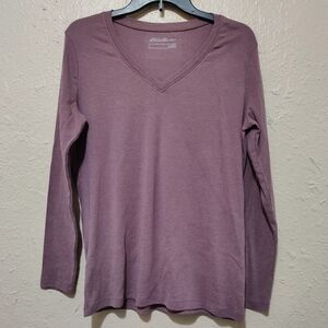 Eddie Bauer Women's V-Neck Long Sleeve Top - Purple